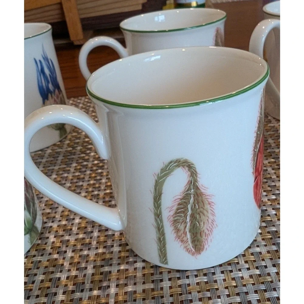 Villeroy & Boch Flora Botanical Coffee Mugs Set of 8 Porcelain Floral 3.5" - Picture 9 of 13